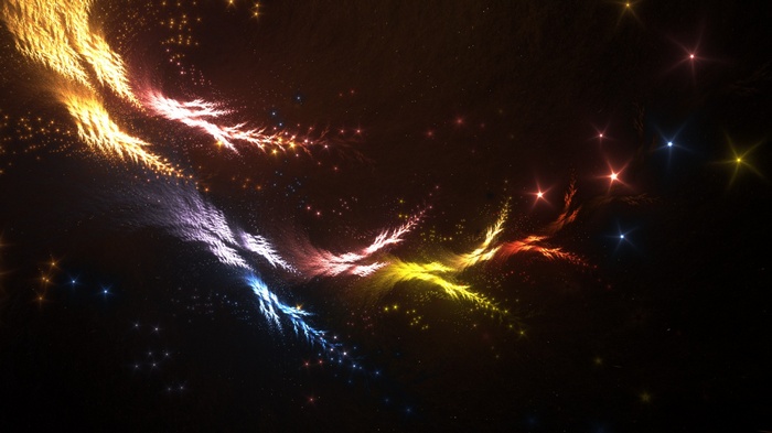 Abstract fractal lights in a dark space