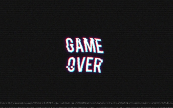GAME OVER text with retro distortion effect