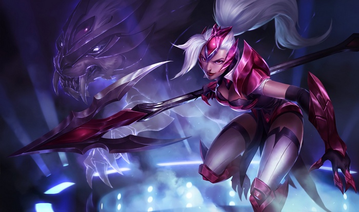 League of Legends character with a spear and creature