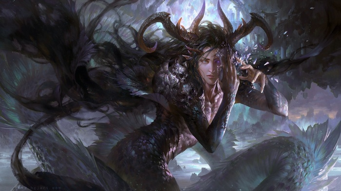Fantasy art of a creature with horns