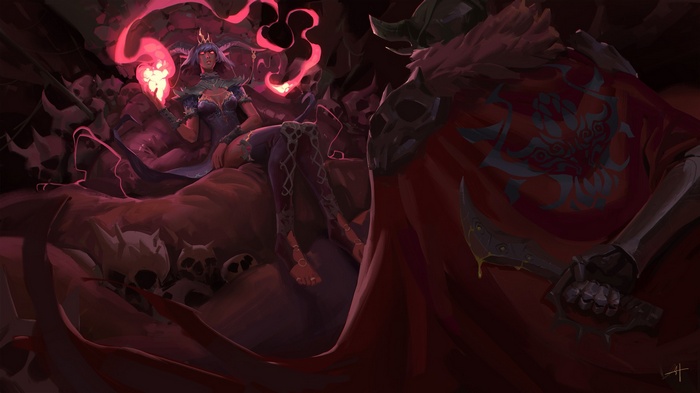 Demon Queen with Dagger and Knight