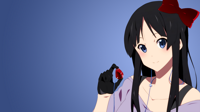 Akiyama Mio from K-ON! holding an earbud