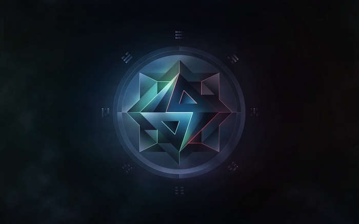 Abstract geometric symbol with glowing lines