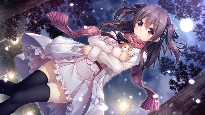 Asuka from Hataraku Otona no Renai Jijou holding a cat