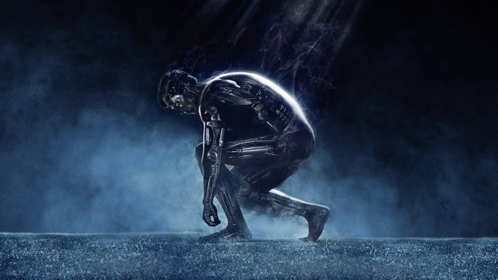Terminator T-800 in a crouched position