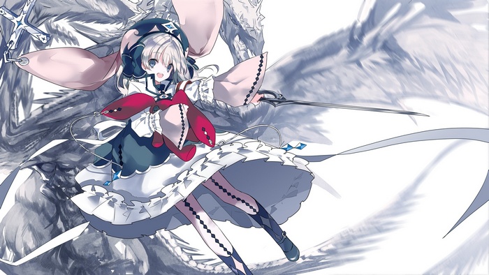 Anime girl with sword and dragon wings