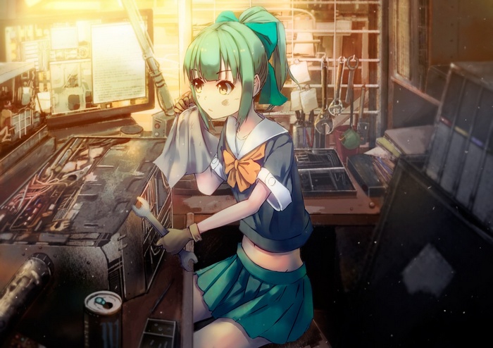 Yuubari from Kantai Collection working in a workshop