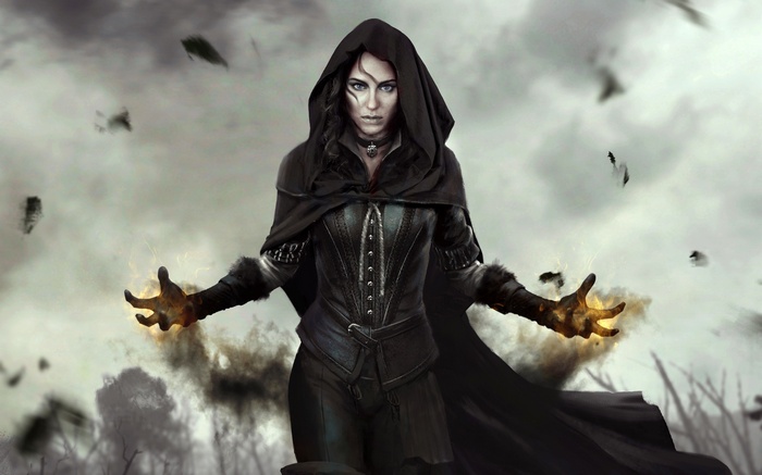 Yennefer of Vengerberg casting a spell in The Witcher 3