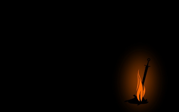 Dark Souls bonfire with a sword and flames