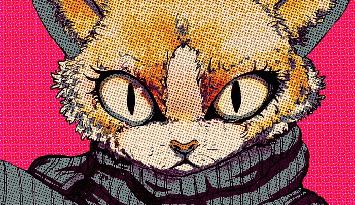 Pop Art Cat Wearing a Sweater