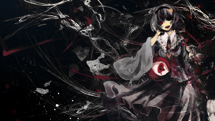 Komeiji Satori from Touhou with dark hair and red eyes