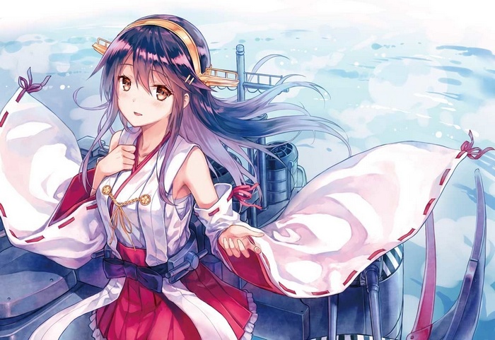 Haruna from Kantai Collection on a ship