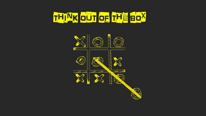 Tic-Tac-Toe with "Think Out Of The Box" text