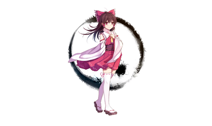Hakurei Reimu from Touhou with a brush stroke circle