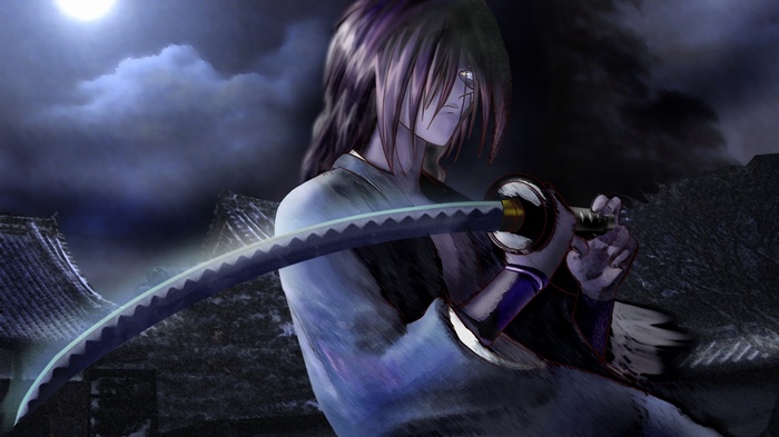 Himura Kenshin with Katana at Night