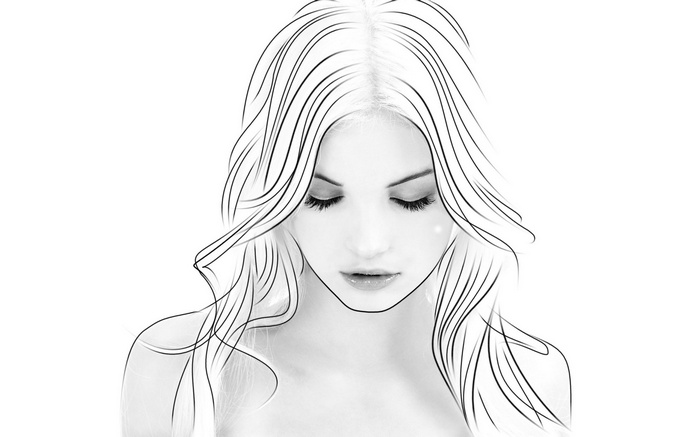 Woman with flowing hair and closed eyes