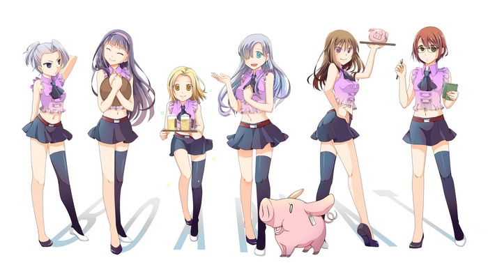 Gowther ( Sin of Lust ), Elaine, Guila, Nanatsu no Taizai, Elizabeth Liones, Jericho, Diane (Sin of Envy)