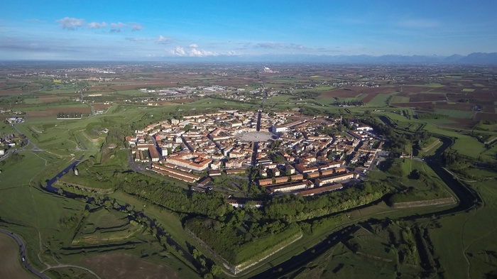 Aerial view of Palmanova, Italy