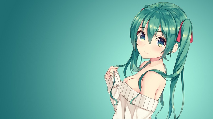 Hatsune Miku wearing a white sweater