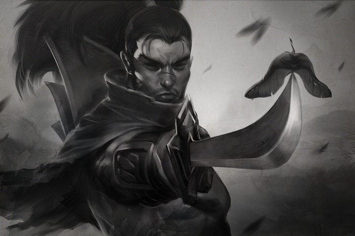Yasuo from League of Legends with a katana