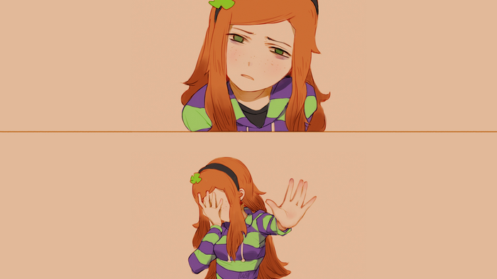 Vivian James with freckles and green eyes