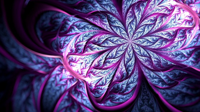 Abstract fractal flower with purple and blue petals