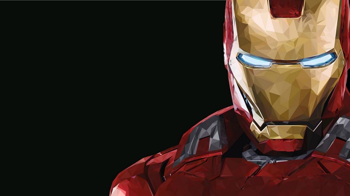Iron Man low-poly art with black background