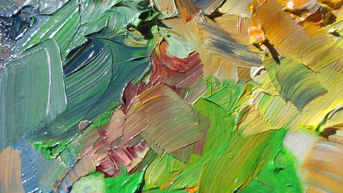 Abstract oil painting with thick impasto texture