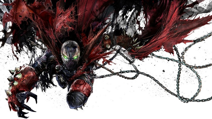 Spawn with red tattered cape and chains