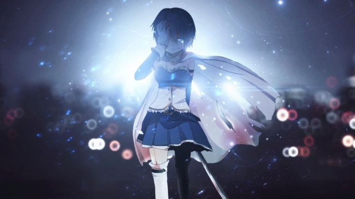 Miki Sayaka Crying with Sword in Mahou Shoujo Madoka Magica