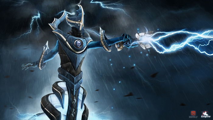 Dota 2 Razor casting lightning in a storm