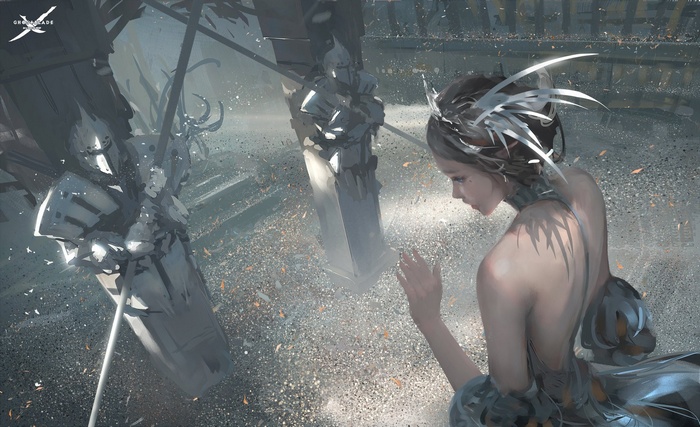 WLOP Fantasy Art of a Woman and Knights