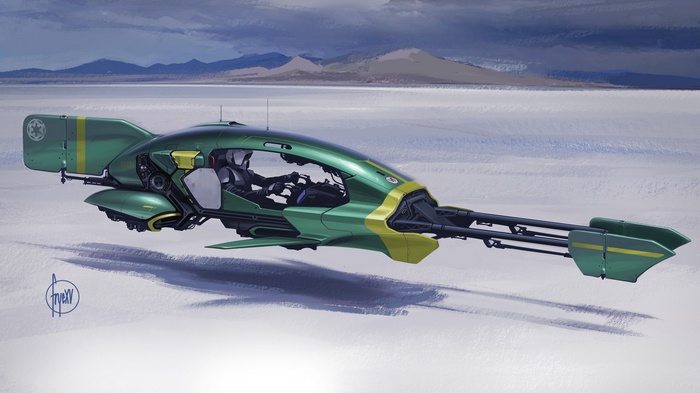 Star Wars Speeder in a Desert Landscape