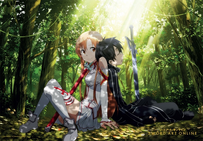Asuna and Kirito from Sword Art Online in a forest