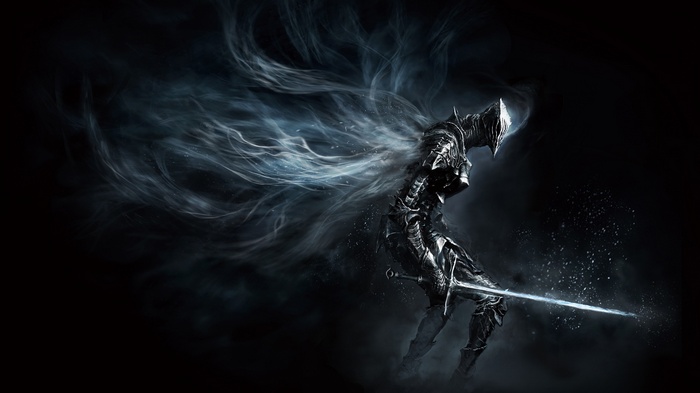 Dark Souls III Knight with Glowing Sword and Smoke