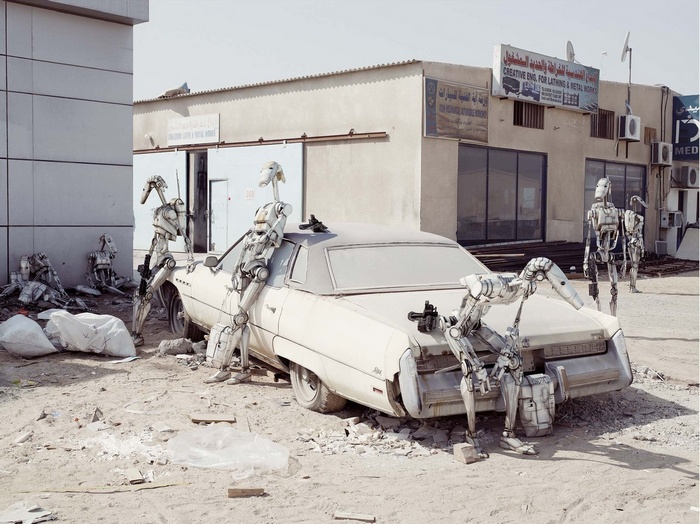 Star Wars robots with an old car in Dubai