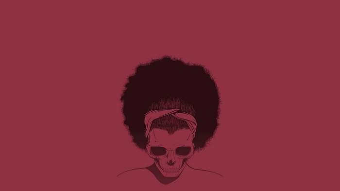Minimalist skull with afro and headband