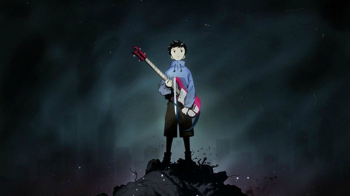 Naota Nandaba from FLCL holding a guitar
