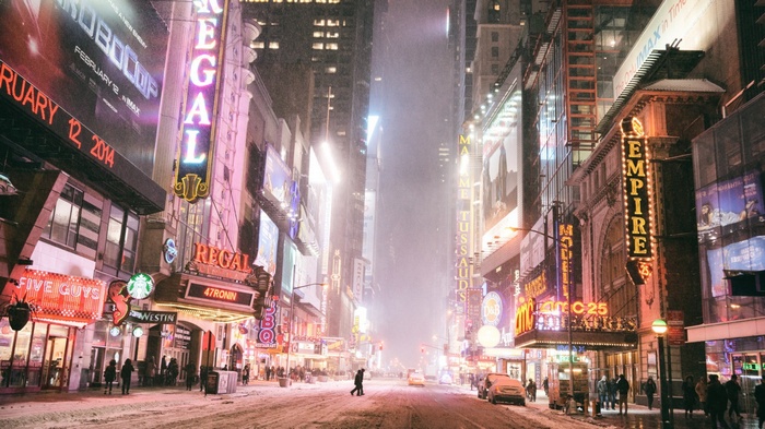 Times Square, New York City in the Snow