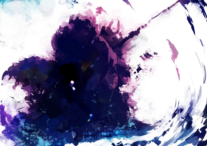 Abstract watercolor painting with purple and blue hues