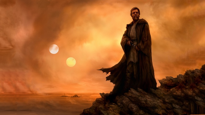 Obi-Wan Kenobi on Tatooine with Twin Suns