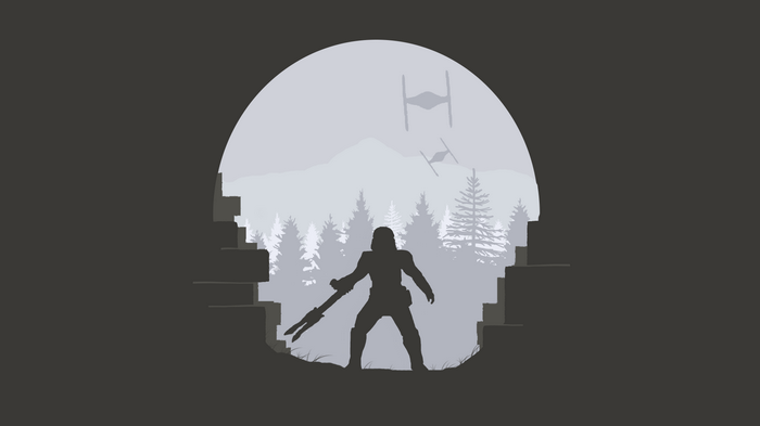 Star Wars TR-8R in a forest with TIE fighters
