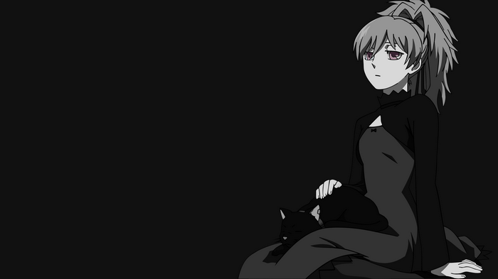 Yin from Darker than Black with a cat