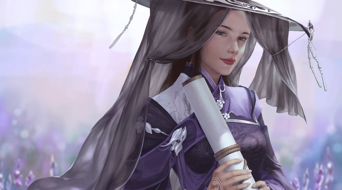 Fantasy art of a woman in traditional attire