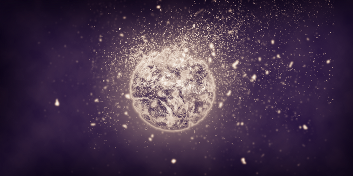 Shattered Earth particle explosion in space