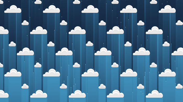 Minimalist digital art of clouds against a dark blue background