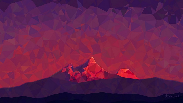 digital art, triangle, Vladstudio, 2D, nature, mountains, simple, minimalism, low poly, hills