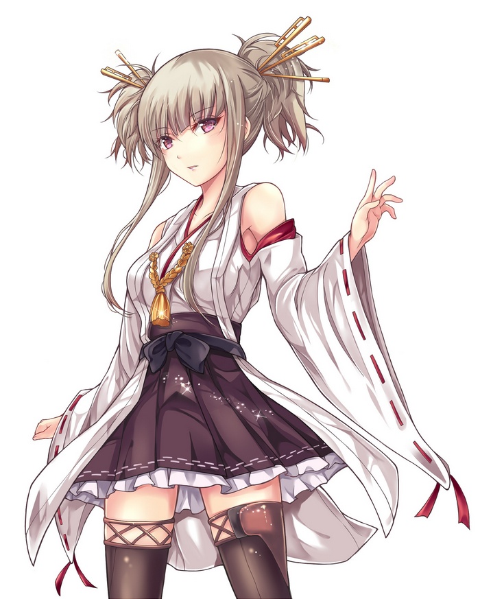 Kongou from Aoki Hagane no Arpeggio in Miko outfit
