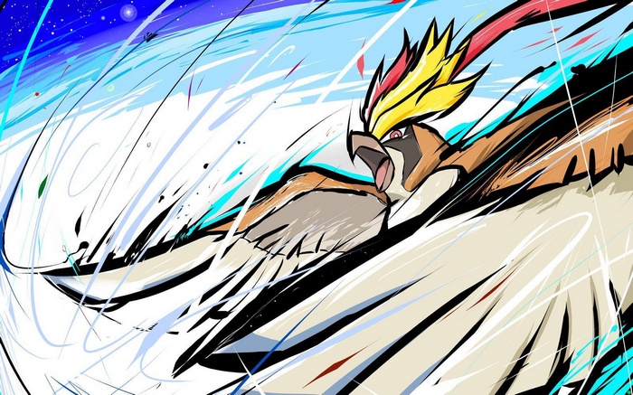 Pidgeotto Pokémon flying with speed lines