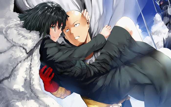 Saitama holding Fubuki from One-Punch Man